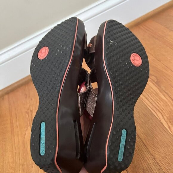 Cole Haan Nike AIR tan Brown Criss Cross Wedge Platform Sandals Women’s Size 8 - Picture 7 of 10